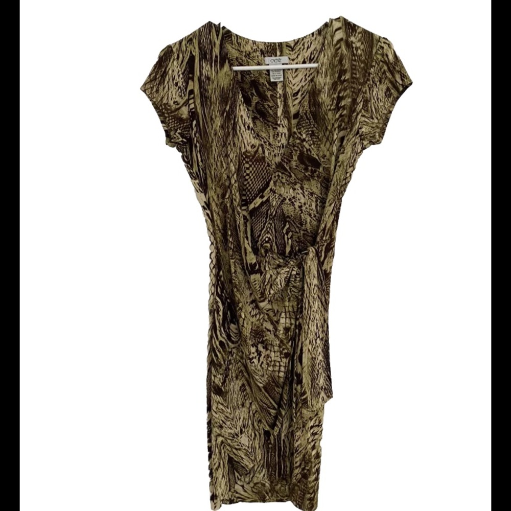 Cachet Wrap Dress Womens Small Sm Snake Animal Print EUC